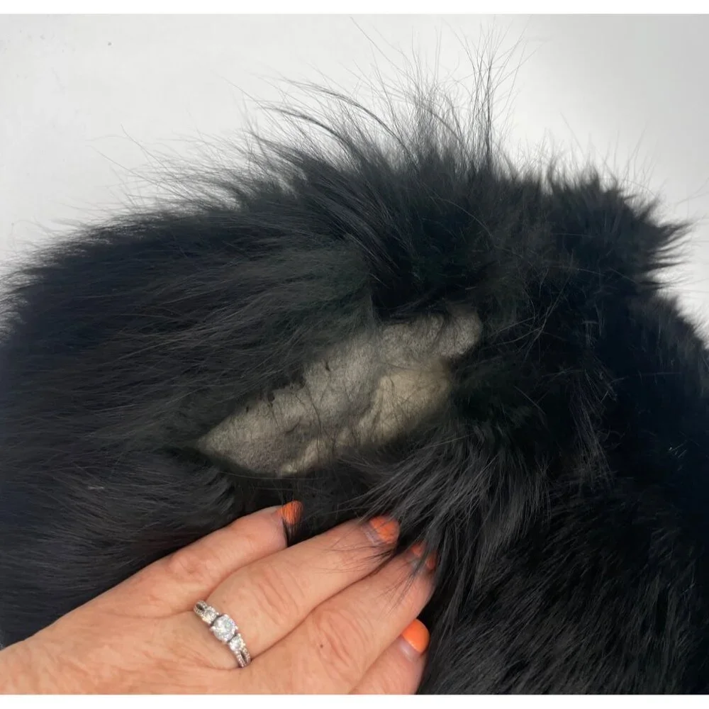 Vintage Black Fur Hand Muff With Drawstring